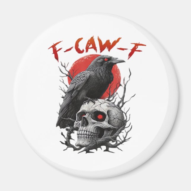 Crow, F-Caw-F Funny Bird F-Caw-F Moon Gothic Adult Magnet (Front)
