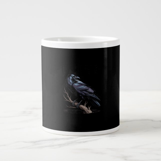 Crow, F-Caw-F Funny Bird Funny Quote Large Coffee Mug (Front)