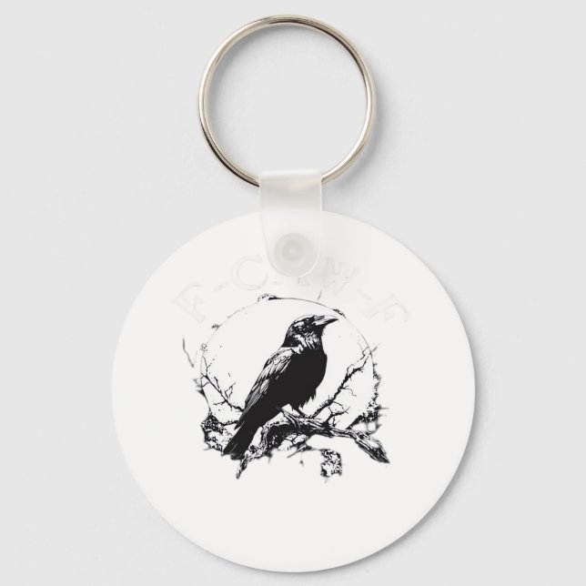 Crow, F-Caw-F Funny Bird Funny Trendy Keychain (Front)