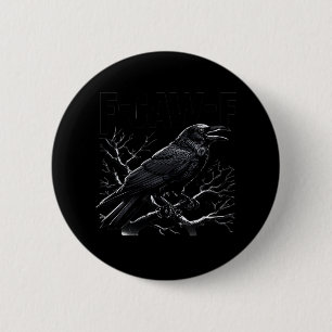 Crow, F-Caw-F Funny Bird Minimal Clean 2 Inch Round Button