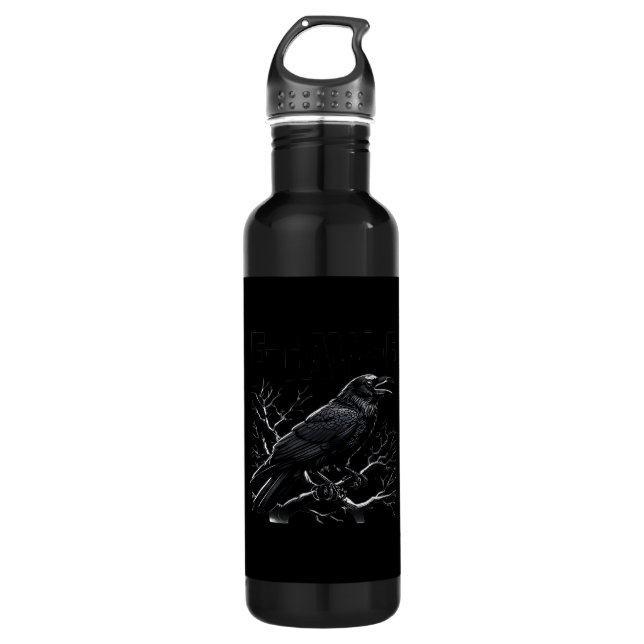 Crow, F-Caw-F Funny Bird Minimal Clean 710 Ml Water Bottle (Front)