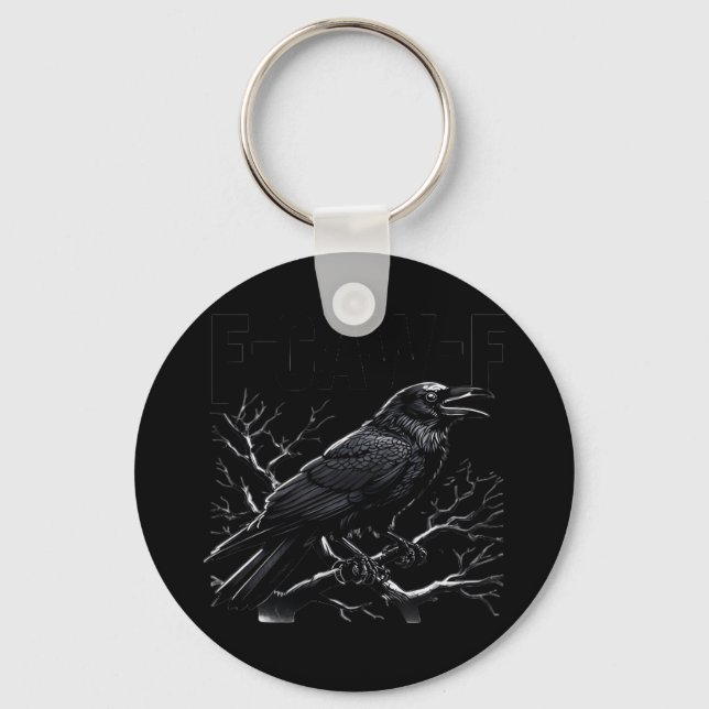 Crow, F-Caw-F Funny Bird Minimal Clean Keychain (Front)