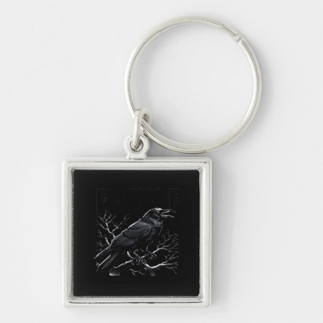 Crow, F-Caw-F Funny Bird Minimal Clean Keychain (Front)