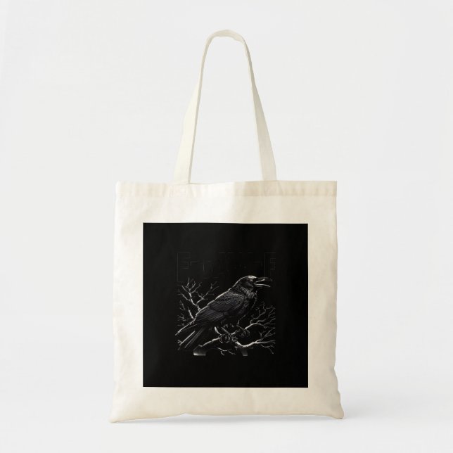 Crow, F-Caw-F Funny Bird Minimal Clean Tote Bag (Front)
