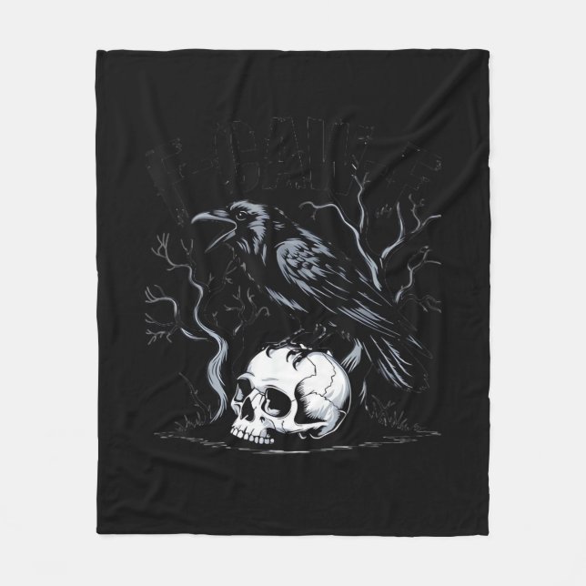 Crow, F-Caw-F Funny Bird Moon Gothic Adult Humor Fleece Blanket (Front)