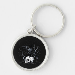 Crow, F-Caw-F Funny Bird Moon Gothic Adult Humor Keychain