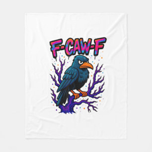Crow, F-Caw-F Funny Bird Moon Gothic Adult Humor M Fleece Blanket