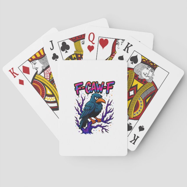 Crow, F-Caw-F Funny Bird Moon Gothic Adult Humor M Playing Cards (Back)