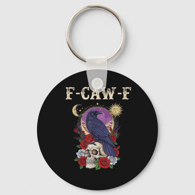 Crow F-Caw-F Funny Bird Moon Gothic Adult Humor Vi Keychain (Front)