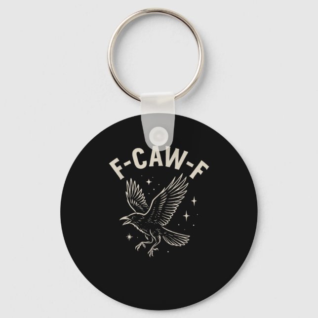 Crow F-Caw-F Funny Bird Moon Gothic Adult Humour C Keychain (Front)