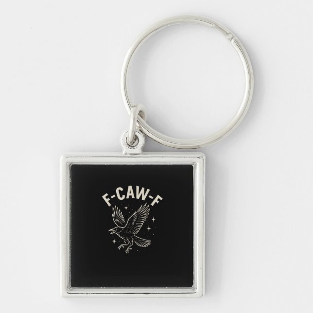 Crow F-Caw-F Funny Bird Moon Gothic Adult Humour C Keychain (Front)