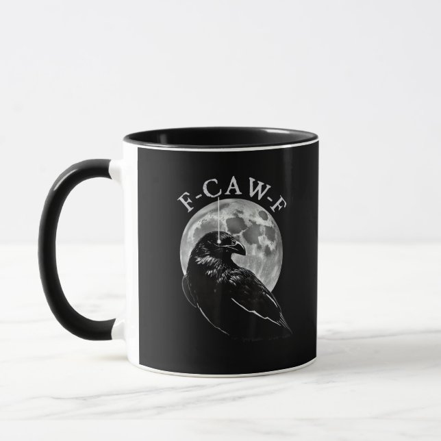 Crow F-Caw-F Funny Bird Moon Gothic Adult Humour C Mug (Left)