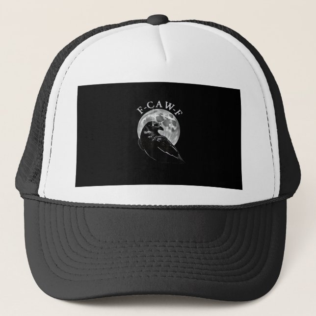 Crow F-Caw-F Funny Bird Moon Gothic Adult Humour C Trucker Hat (Front)