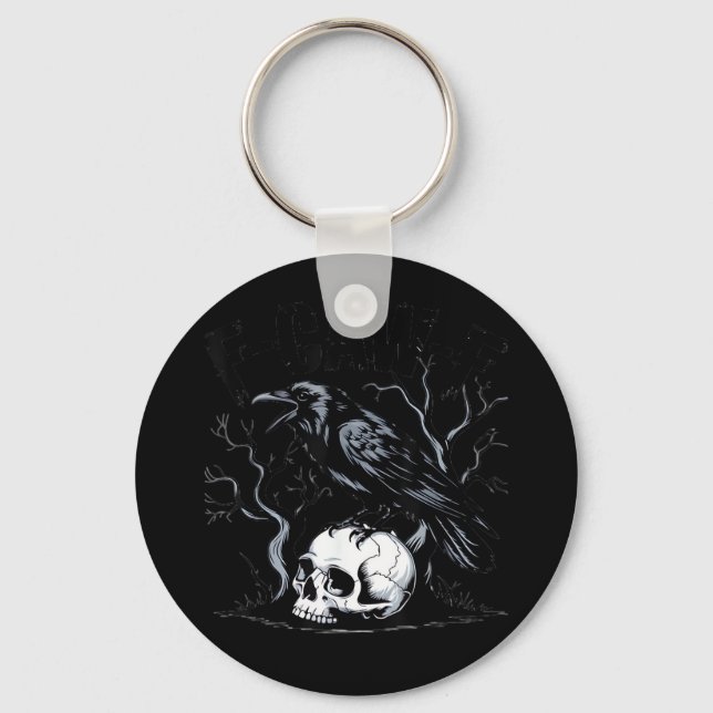 Crow, F-Caw-F Funny Bird Moon Gothic Adult Humour Keychain (Front)