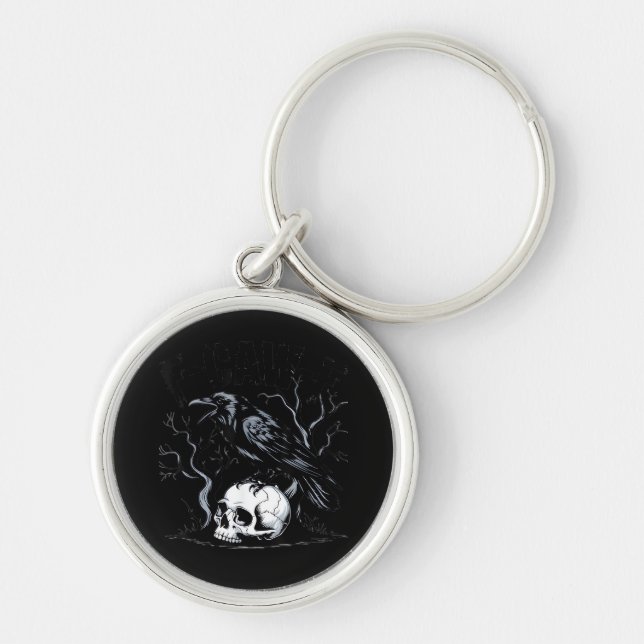 Crow, F-Caw-F Funny Bird Moon Gothic Adult Humour Keychain (Front)