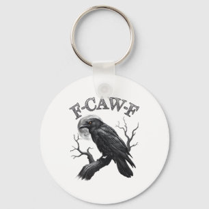 Crow, F-Caw-F Funny Bird Moon Gothic Adult Humour Keychain
