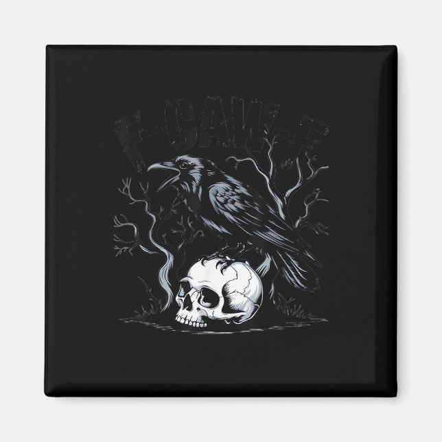 Crow, F-Caw-F Funny Bird Moon Gothic Adult Humour Magnet (Front)