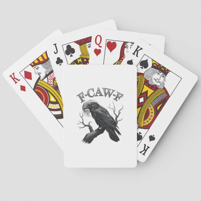Crow, F-Caw-F Funny Bird Moon Gothic Adult Humour  Playing Cards (Back)