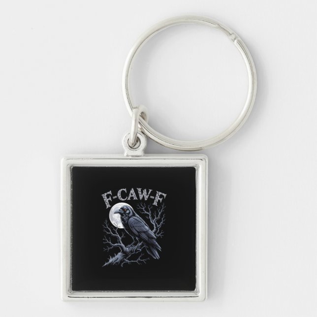 Crow F-Caw-F Funny Bird Moon Gothic Adult Humour R Keychain (Front)