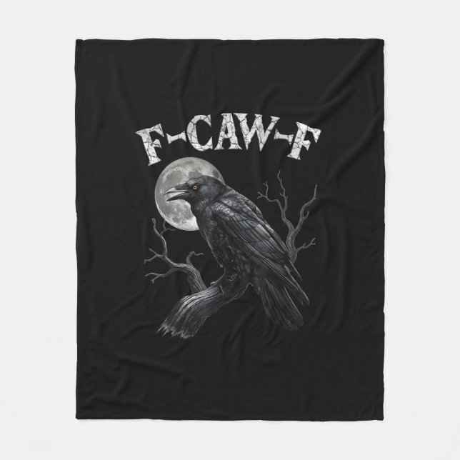 Crow F-Caw-F Funny Bird Moon Gothic Adult Humour V Fleece Blanket (Front)