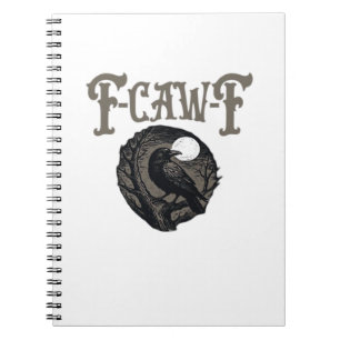 Crow, F-Caw-F Funny Bird Moon Gothic Retro Graphic Notebook