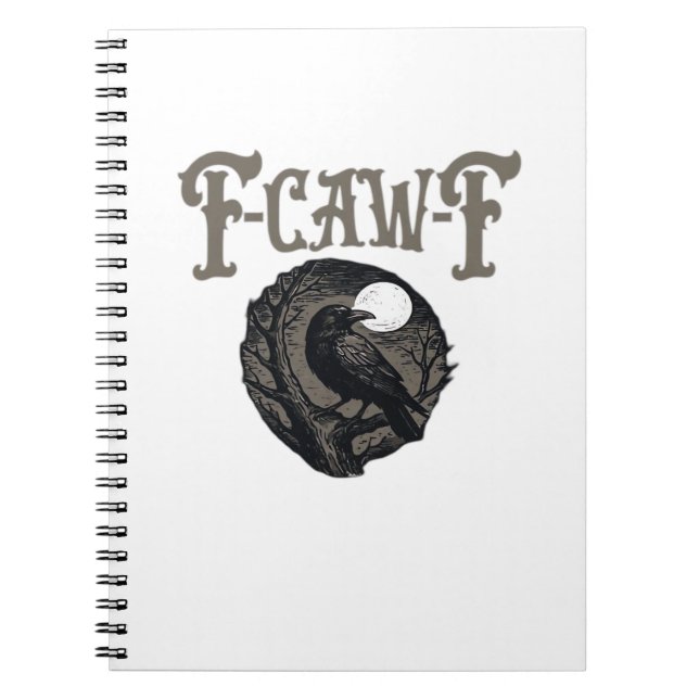 Crow, F-Caw-F Funny Bird Moon Gothic Retro Graphic Notebook (Front)
