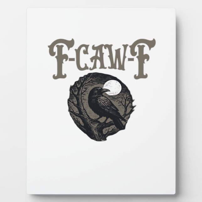 Crow, F-Caw-F Funny Bird Moon Gothic Retro Graphic Plaque (Front)
