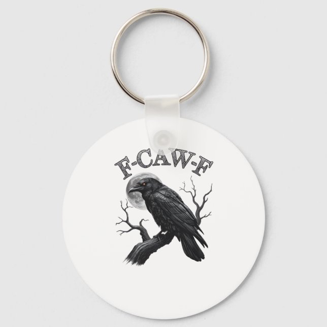 Crow, F-Caw-F Funny Bird Moon Gothic Tri-Blend Cre Keychain (Front)