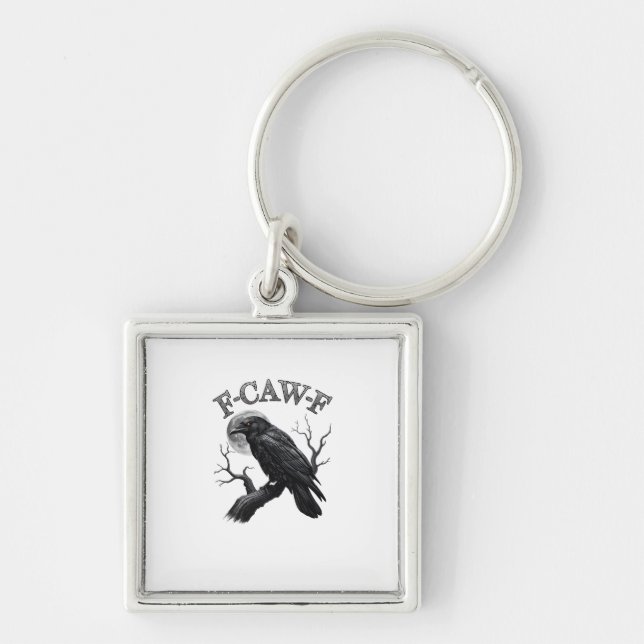 Crow, F-Caw-F Funny Bird Moon Gothic Tri-Blend Cre Keychain (Front)