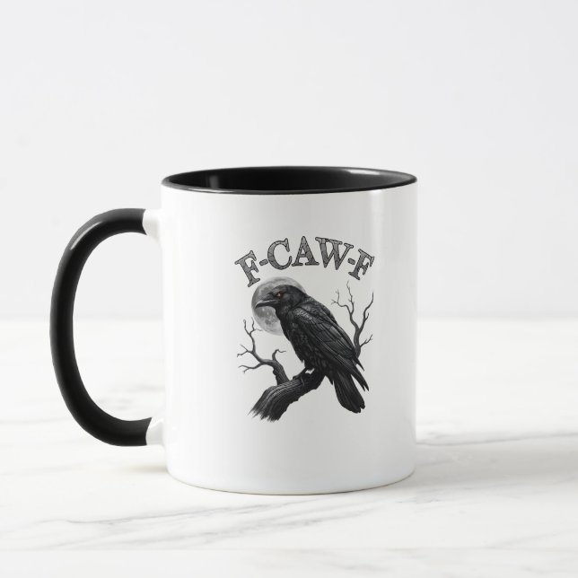 Crow, F-Caw-F Funny Bird Moon Gothic Tri-Blend Cre Mug (Left)