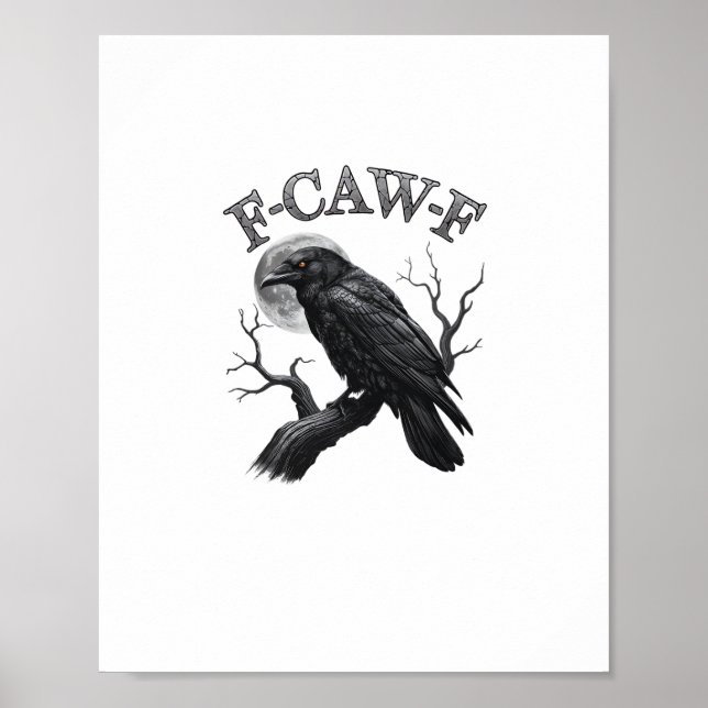 Crow, F-Caw-F Funny Bird Moon Gothic Tri-Blend Cre Poster (Front)