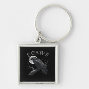 Crow F-Caw-F Funny Bird Moon Retro Classic Keychain