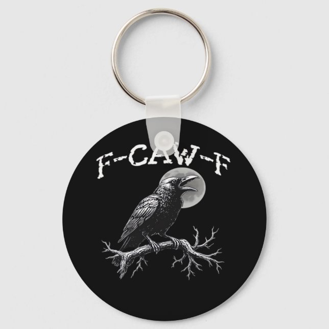 Crow F-Caw-F Funny Bird Retro Classic Keychain (Front)