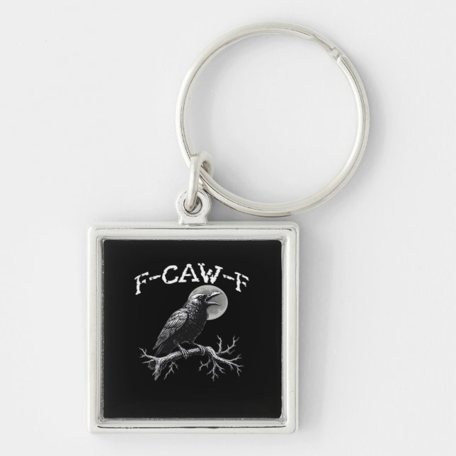 Crow F-Caw-F Funny Bird Retro Classic Keychain (Front)