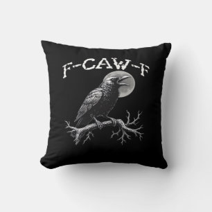 Crow F-Caw-F Funny Bird Retro Classic Throw Pillow