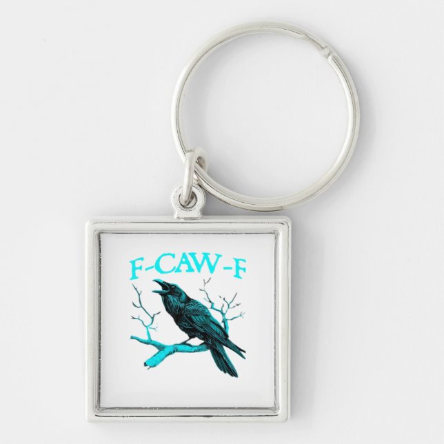 Crow F-Caw-F Funny Bird Retro Design Creative Styl Keychain (Front)