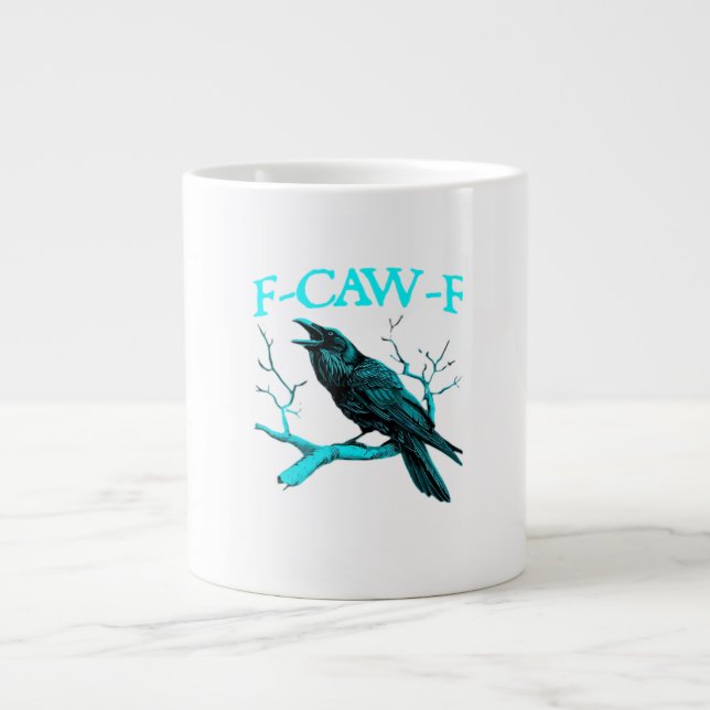 Crow F-Caw-F Funny Bird Retro Design Creative Styl Large Coffee Mug (Front)