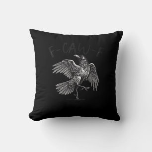 Crow, F-Caw-F Funny Bird Retro Graphic Throw Pillow