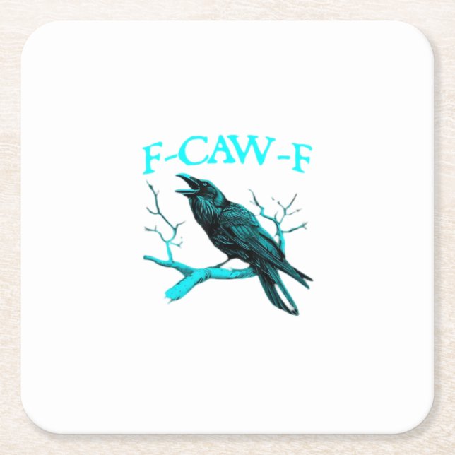 Crow F-Caw-F Funny Bird Retro Square Paper Coaster (Front)