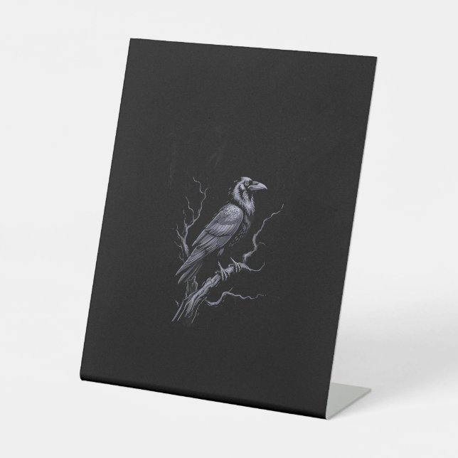 Crow F-Caw-F Funny Bird Saying Humour Meme Pedestal Sign (Front)