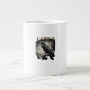 Crow, F-Caw-F Funny Bird Vintage Style Large Coffee Mug