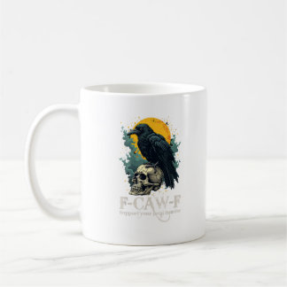 Crow F-Caw-F Funny Skull Moon Design Coffee Mug