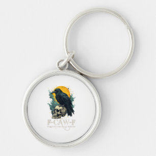 Crow F-Caw-F Funny Skull Moon Design Keychain