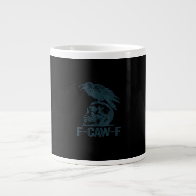 Crow F-Caw-F Retro Crow Lover Funny Large Coffee Mug (Front)