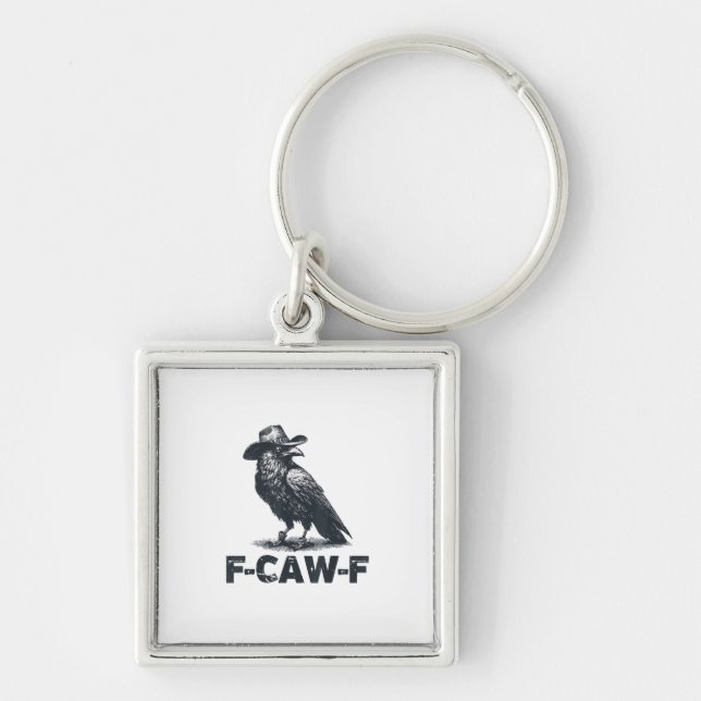 Crow F-Caw-F Retro Crow Lover Keychain (Front)