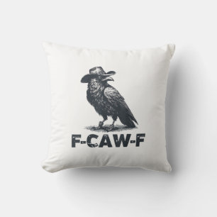 Crow F-Caw-F Retro Crow Lover Throw Pillow