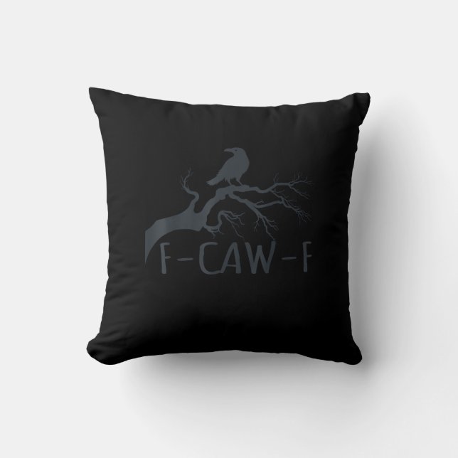 Crow F-Caw-F Retro Crow Throw Pillow (Front)
