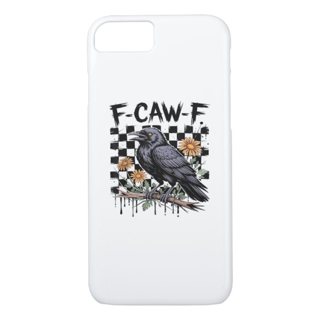 Crow Flowral, F-Caw-F Funny Bird FCAWF Moon Gothic Case-Mate iPhone Case (Back)
