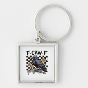 Crow Flowral, F-Caw-F Funny Bird FCAWF Moon Gothic Keychain