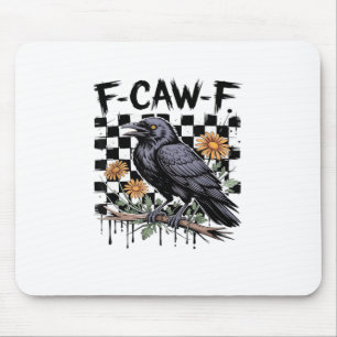 Crow Flowral, F-Caw-F Funny Bird FCAWF Moon Gothic Mouse Pad